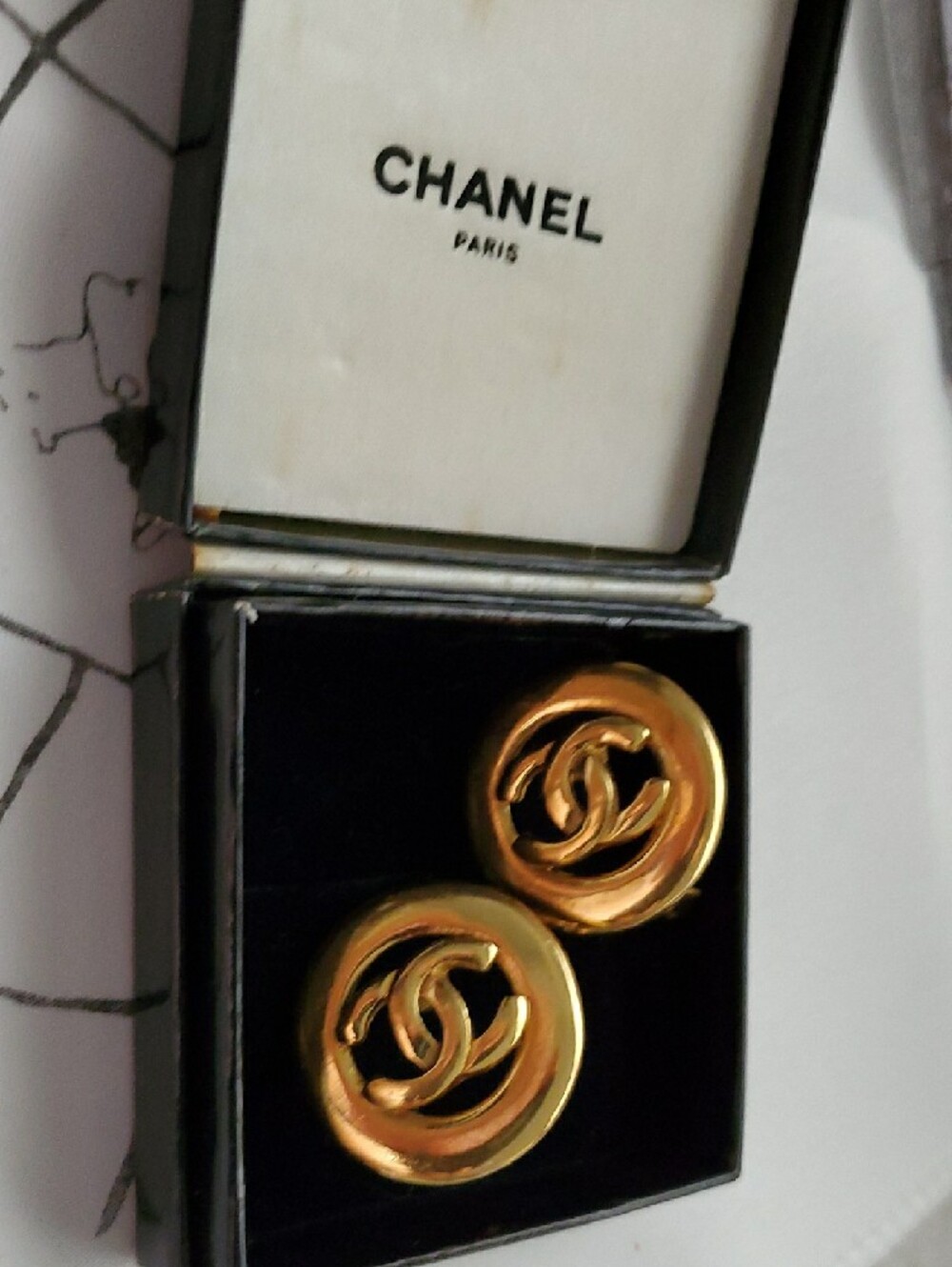 CHANEL Gold CC Button Earrings